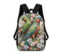 sinyumoney Two Parrots in Floral Arrangement Backpack School Bag Water Resistant School Bag Business Backpack for Girls Boys Teenage 17inch