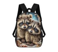 sinyumoney Two Raccoons in Winter Forest Children's 17 Inch School Backpack 3D Printed Cool Knapsack for Kids Travel Rucksacks Book Bags Kids School Bag