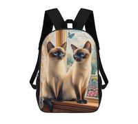 sinyumoney Two Siamese Cats by The Window Children's 17 Inch School Backpack 3D Printed Casual Daypacks for Kids Travel Rucksacks Book Bags Kids School Bag