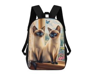 sinyumoney Two Siamese Cats by The Window School Backpack Water Resistant School Bag Business Backpack for Girls Boys Teenage 17inch