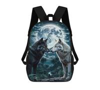 sinyumoney Two Wolf in Forest Moon Casual Daypack Backpacks School Bag for Girls Boys High College Teens Knapsack Men Women Travel Laptop Rucksack College Bookbag 17inch