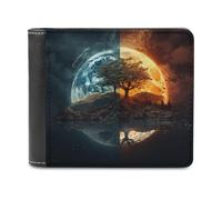 sinyumoney Two Worlds Harmony and Conflict 3D Print Wallet Slots ID Window RFID Blocking Banknote Compartments Slim Elegant Leather Wallet Youth Guys 11.7cm*9.5cm