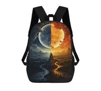 sinyumoney Two Worlds Night Vs. Day Fantasy Landscape Backpack School Bag Lightweight Casual Daypack School Backpacks for Teenage Girls Boys Women Men 17inch