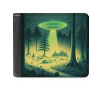 sinyumoney UFO in The Forest 3D Print PU Leather Wallet Multiple Slots Leather RFID Banknote Compartments Minimalist Style Wallets 11.7cm*9.5cm