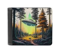 sinyumoney UFO in The Forest -5 3D Print Clutch Purse Safe Protection Card Slots Note Section Soft Convenient Wallets for Boys Girls 11.7cm*9.5cm