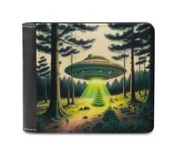 sinyumoney UFO in The Forest -8 3D Print Clutch Purse ID Window Coin Banknote Compartments Slim Elegant Wallets for Boys Girls 11.7cm*9.5cm