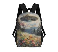 sinyumoney UFO Over Flower Field School Backpack Water Resistant Computer Rucksack- Perfect for Travel, Work And Daily Use 17inch
