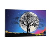 sinyumoney Under The Moonlit Tree Romance Posters Prints Bedroom DecorCanvas for Wall Art Print Gift Home Decor Poster Couple Celebrating 24x36inch(60x90cm)