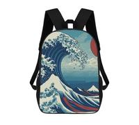 sinyumoney Under The Wave Kanagawa Backpack School Bag Business Laptop Rucksack Bag Unisex Casual Daypack for Teenage Girls Boys Women Men 17inch