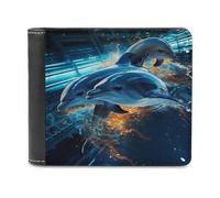 sinyumoney Underwater Dolphins in Motion 3D Print Wallet Safe Protection Card RFID Blocking Banknote Compartments Fashion Slim Leather Wallet 11.7cm*9.5cm