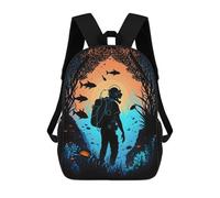 sinyumoney Underwater Explorer Silhouette School Backpack Work Business College School for School/Work/Travel 17inch