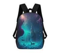 sinyumoney Underwater Fantasy Castle Backpack School Bag Daypacks Business Backpack Water Resistant Bookbag for Men/Women 17inch