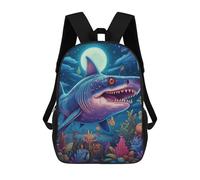 sinyumoney Underwater Fantasy Moonlit Shark Adventure 3D Printed Children's School Backpack for Kids Travel Rucksacks Book Bags Kids School Bag 17inch