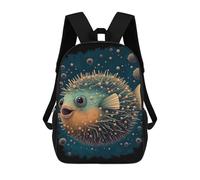 sinyumoney Underwater Fantasy Pufferfish with Coral Backpack Cartoon Plush Bag, 3D Backpack for Kids School Bag Birthday Gift Idea for Boys And Girls 17inch