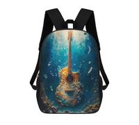 sinyumoney Underwater Guitar Melody Backpacks Kids School Backpack School Bag 3D Printed School Bag for Boys Elementary And Middle School Students 17inch