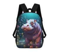 sinyumoney Underwater Hippo Adventure Children's Backpack, Schoolbag Large Capacity Students Bookbag Rucksack Knapsack for Boys Girls Adults Teen 17inch