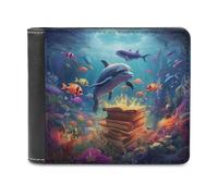 sinyumoney Underwater Library of Knowledge 3D Print Clutch Purse ID Window Coin Leather RFID Banknote Compartments Fashion Slim Wallets 11.7cm*9.5cm