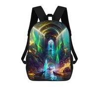 sinyumoney Underwater Tunnel of Lights 3D Printed Children's School Backpack for Kids High Capacity Travel Rucksacks Book Bags Kids School Bag Back Pack 17inch