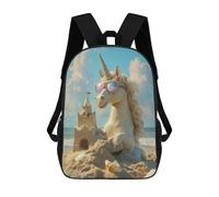 sinyumoney Unicorn Beach Day 3D Printed 17inch School Bag Children's School Backpack Travel Backpacks Casual Fashion Bag for Kids School Students