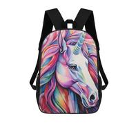 sinyumoney Unicorn Close Up Portrait Children's Backpack, 3D Printed School Backpack, Backpack for Boys Girls, Adjustable School Bag for Primary School 17inch