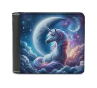 sinyumoney Unicorn Dreams in Moonlight 3D Print PU Leather Men's Wallet Credit Card Holder Leather RFID Leather Wallet Craftsmanship Gifts 11.7cm*9.5cm