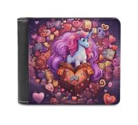 sinyumoney Unicorn Heart Treasure Chest 3D Print Clutch Purse Coin Pocket ID Slots Note Section Soft Convenient Wallets Craftsmanship Gifts 11.7cm*9.5cm
