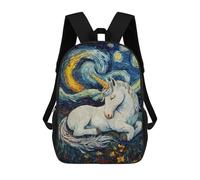 sinyumoney Unicorn Sleeping Starry Night School Backpack School Bags For Girls Boys Backpack With Pocket Fashion School Bag Kids Backpack 17inch