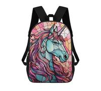 sinyumoney Unicorn Stained Glass Kids Backpack,School Backpack Kids School Bag 3D Printed Cartoon Large Capacity Backpack for Kids Boys And Girls 17inch