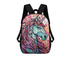 sinyumoney Unicorn Stained Glass Kids Backpack,School Backpack Kids School Bag 3D Printed Cartoon Large Capacity Backpack for Kids Boys And Girls 17inch