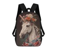 sinyumoney Unicorn with Flowers School Backpack Large Water Resistant Laptop Backpack for Teenage Girls Boys Women Men 17inch