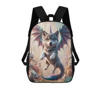 sinyumoney Unicorn Wolf Pup with Dragon Wings Children's Backpacks Kids Fun School Bag Boys Backpack Travel Bag Student Schoolbag Book Stationery Bag Chool Bags 17inch