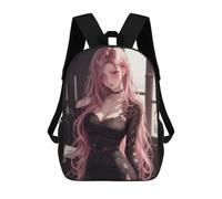 sinyumoney Unisex Anime Girl Pink Hair WAIFU 17 Inch Backpack 3d Printed Travel Backpack Casual Laptop Backpack Lightweight SchoolBag for Men Women Boys Girls