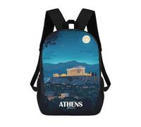 sinyumoney Unisex Athens Greece Night Travel Backpack 3D Printed Travel Rucksack Casual Laptop Rucksack Lightweight Schoolbag For Men Women Boys Girls 17inch
