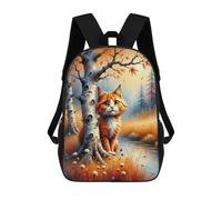 sinyumoney Unisex Autumn Cat in Forest 17 Inch Backpack 3d Printed Travel Backpack Casual Laptop Backpack Lightweight SchoolBag for Men Women Boys Girls