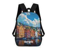 sinyumoney Unisex Bergen, Norway Cityscape Backpack 3d Printed Travel Backpack Casual Laptop Backpack Lightweight SchoolBag for Men Women Boys Girls 17inch