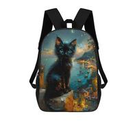 sinyumoney Unisex Black Cat on A Wall Backpack 3d Printed Travel Backpack Casual Laptop Backpack Lightweight SchoolBag for Men Women Boys Girls 17inch