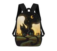 sinyumoney Unisex Black Cat on Horizon Backpack 3D Printed Travel Rucksack Casual Laptop Rucksack Lightweight Schoolbag For Men Women Boys Girls 17inch