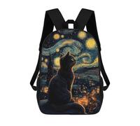 sinyumoney Unisex Black Cat Under Starry Night Backpack 3D Printed Travel Rucksack Casual Laptop Rucksack Lightweight Schoolbag For Men Women Boys Girls 17inch
