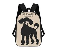 sinyumoney Unisex Black Poodle Art 17 Inch Backpack 3d Printed Travel Backpack Casual Laptop Backpack Lightweight SchoolBag for Men Women Boys Girls