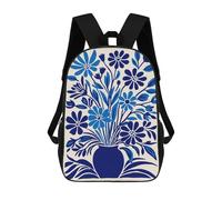 sinyumoney Unisex Blue Flowers Art 17 Inch Backpack 3d Printed Travel Backpack Casual Laptop Backpack Lightweight SchoolBag for Men Women Boys Girls