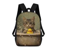sinyumoney Unisex Cat in A Tub 17 Inch Backpack 3d Printed Travel Backpack Casual Laptop Backpack Lightweight SchoolBag for Men Women Boys Girls