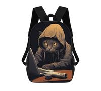 sinyumoney Unisex Cat Sits at The Computer Backpack 3d Printed Travel Backpack Casual Laptop Backpack Lightweight SchoolBag for Men Women Boys Girls 17inch