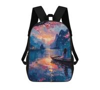 sinyumoney Unisex Cherry Blossom Lake Backpack 3D Printed Travel Rucksack Casual Laptop Rucksack Lightweight Schoolbag For Men Women Boys Girls 17inch
