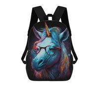 sinyumoney Unisex Colorful Unicorn Glasses Art Print 17 Inch Backpack 3d Printed Travel Backpack Casual Laptop Backpack Lightweight SchoolBag for Men Women Boys Girls