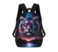 sinyumoney Unisex Cosmic Tiger 17 Inch Backpack 3d Printed Travel Backpack Casual Laptop Backpack Lightweight SchoolBag for Men Women Boys Girls