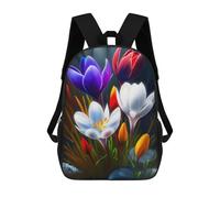 sinyumoney Unisex Crocus Flowers Backpack 3D Printed Travel Rucksack Casual Laptop Rucksack Lightweight Schoolbag For Men Women Boys Girls 17inch