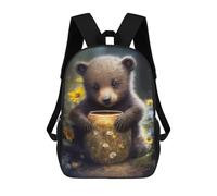 sinyumoney Unisex Cute Bear with Flowerpot 17 Inch Backpack 3d Printed Travel Backpack Casual Laptop Backpack Lightweight SchoolBag for Men Women Boys Girls