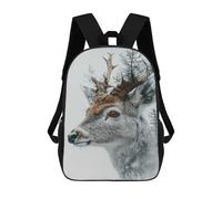 sinyumoney Unisex Deer And Forest Double Exposure Portrait 17 Inch Backpack 3d Printed Travel Backpack Casual Laptop Backpack Lightweight SchoolBag for Men Women Boys Girls