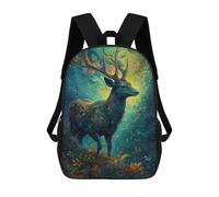 sinyumoney Unisex Deer Floral 17 Inch Backpack 3d Printed Travel Backpack Casual Laptop Backpack Lightweight SchoolBag for Men Women Boys Girls