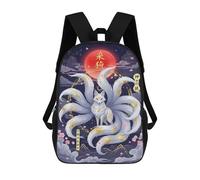 sinyumoney Unisex Divine Kitsune in Lunar Bloom 17 Inch Backpack 3d Printed Travel Backpack Casual Laptop Backpack Lightweight SchoolBag for Men Women Boys Girls